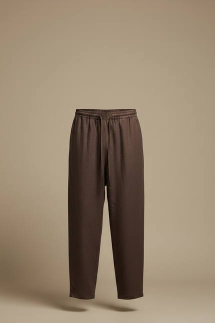Pantalon Fluide Marron Ample Lin Décontracté Homme - vue 3