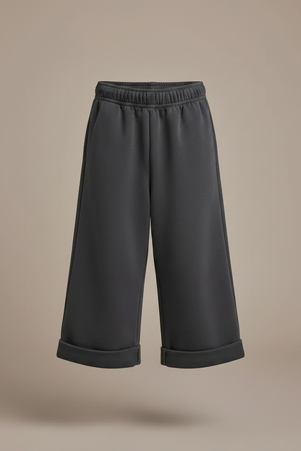 Pantalon Fluide Gris Ample Décontracté Enfant Coton - Molleton - vue 3