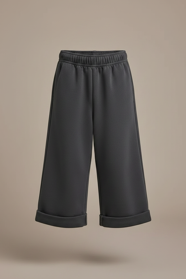 Pantalon Fluide Gris Ample Décontracté Enfant Coton - Molleton - vue 3