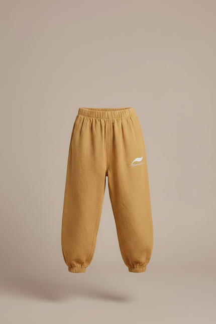 Pantalon Fluide Ocre Coton Ample Resserré Enfant - Camel Molleton - vue 3
