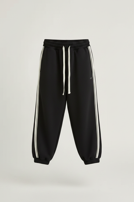 Pantalon Fluide Noir Ample Cordon Sport Casual - Molleton - vue 3