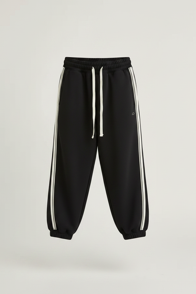 Pantalon Fluide Noir Ample Cordon Sport Casual - Molleton - vue 3