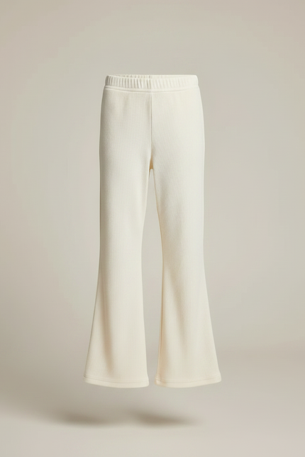 Pantalon Fluide Crème Côtelé Évasé Confortable Enfant - Beige Maille - vue 3