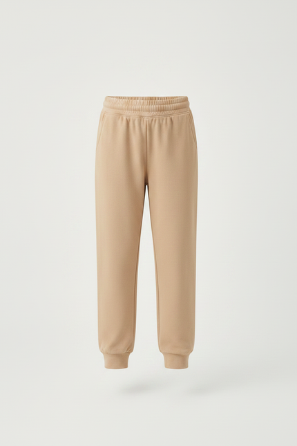 Pantalon Fluide Beige Coton Lisse Confortable Enfant - Molleton - vue 3