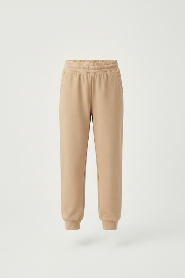 Pantalon Fluide Beige Coton Lisse Confortable Enfant - Molleton - vue 3