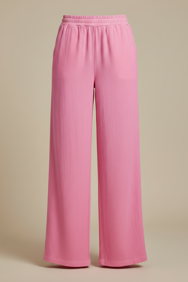Pantalon Fluide Rose Ample Confortable Décontracté Estival - Lin - vue 3