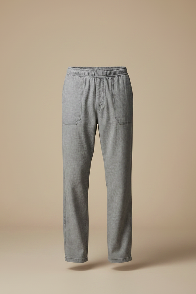 Pantalon Fluide Gris Décontracté Coupe Droite Coton - vue 3