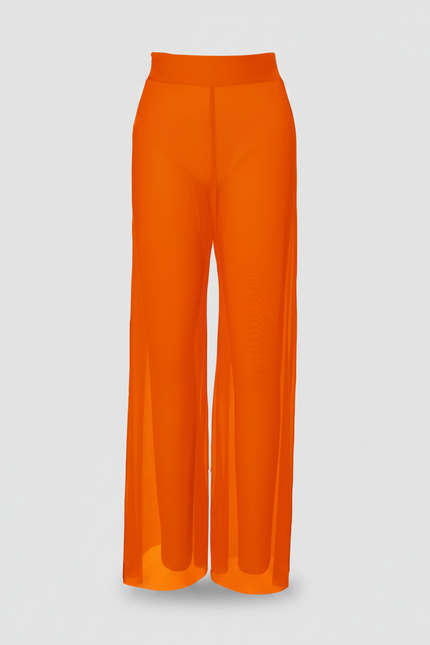 Pantalon Fluide Orange Transparent Mesh Ample - Maille