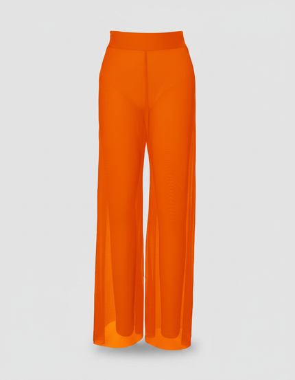 Pantalon Fluide Orange Transparent Mesh Ample - Maille