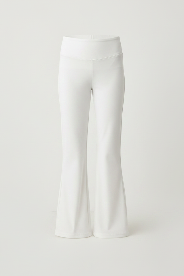 Pantalon Fluide Blanc Évasé Taille Haute Fille - Polyester - vue 3