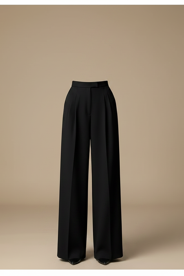 Pantalon Fluide Noir Ample Chic Taille Haute - Polyester - vue 3