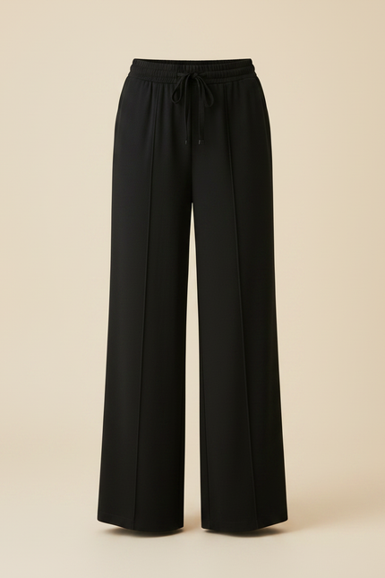 Pantalon Fluide Taille Élastiquée Femme - Noir Viscose - vue 3