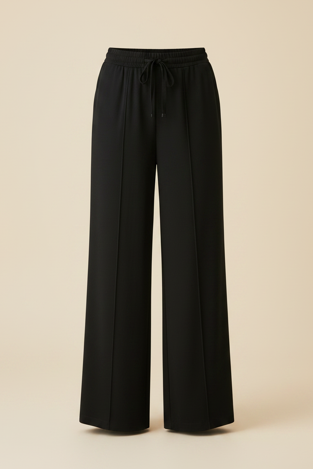 Pantalon Fluide Taille Élastiquée Femme - Noir Viscose - vue 3