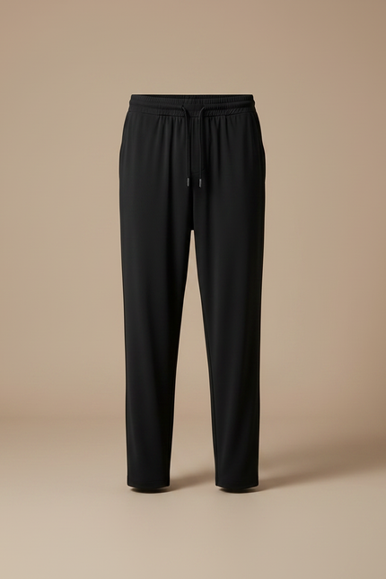 Pantalon Fluide Noir Ample Décontracté Cordon Sport Homme - Polyester - vue 3