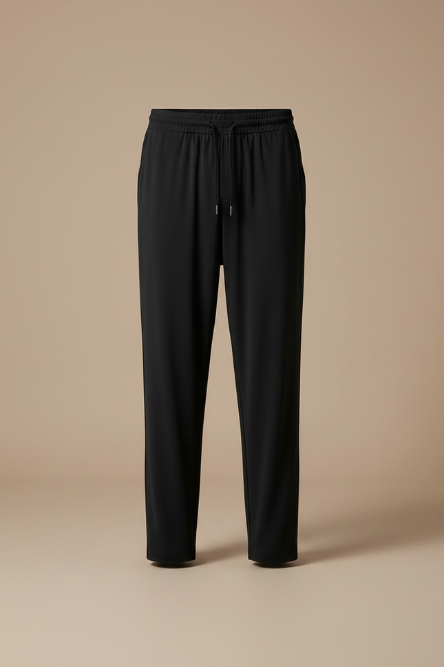 Pantalon Fluide Noir Ample Décontracté Cordon Sport Homme - Polyester - vue 3