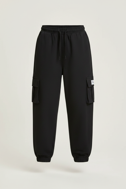 Pantalon Fluide Noir Cargo Ample Multi-Poches Garçon - Molleton - vue 3