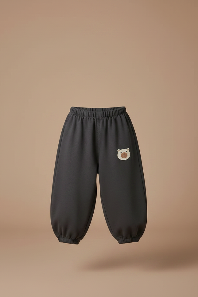 Pantalon Fluide Gris Foncé Ample Ours Décontracté Garçon - Molleton - vue 3