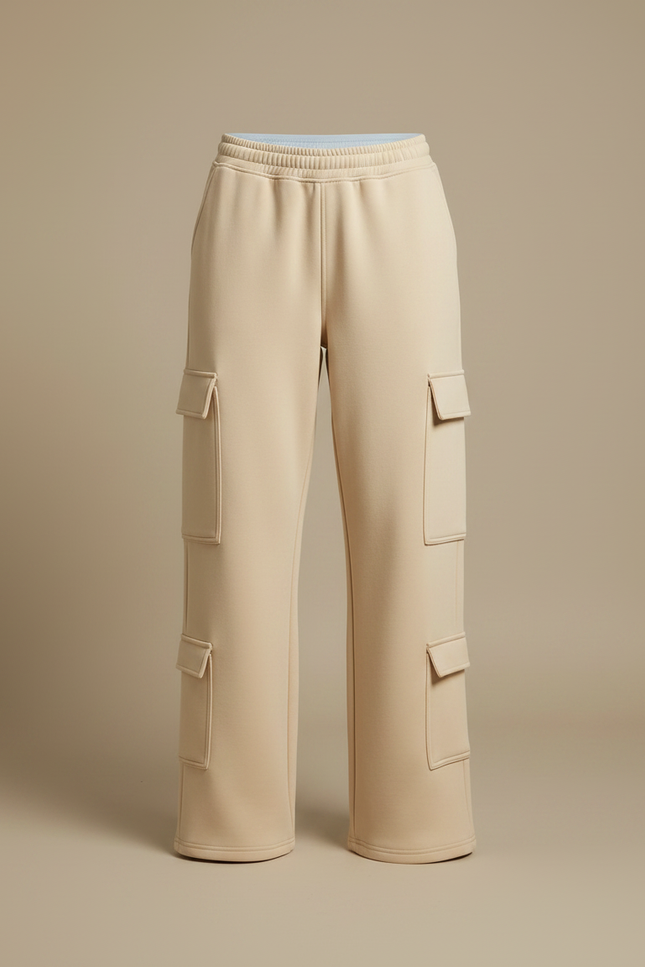 Pantalon Fluide Beige Cargo Ample Décontracté Femme - Molleton - vue 3