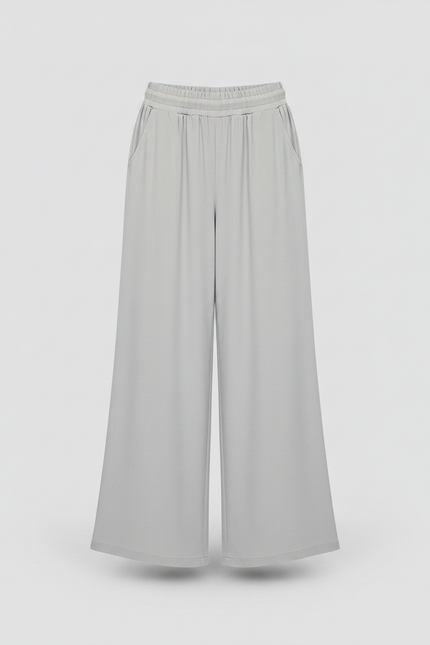 Pantalon Fluide Gris Ample Taille Haute Enfant - Viscose - vue 3