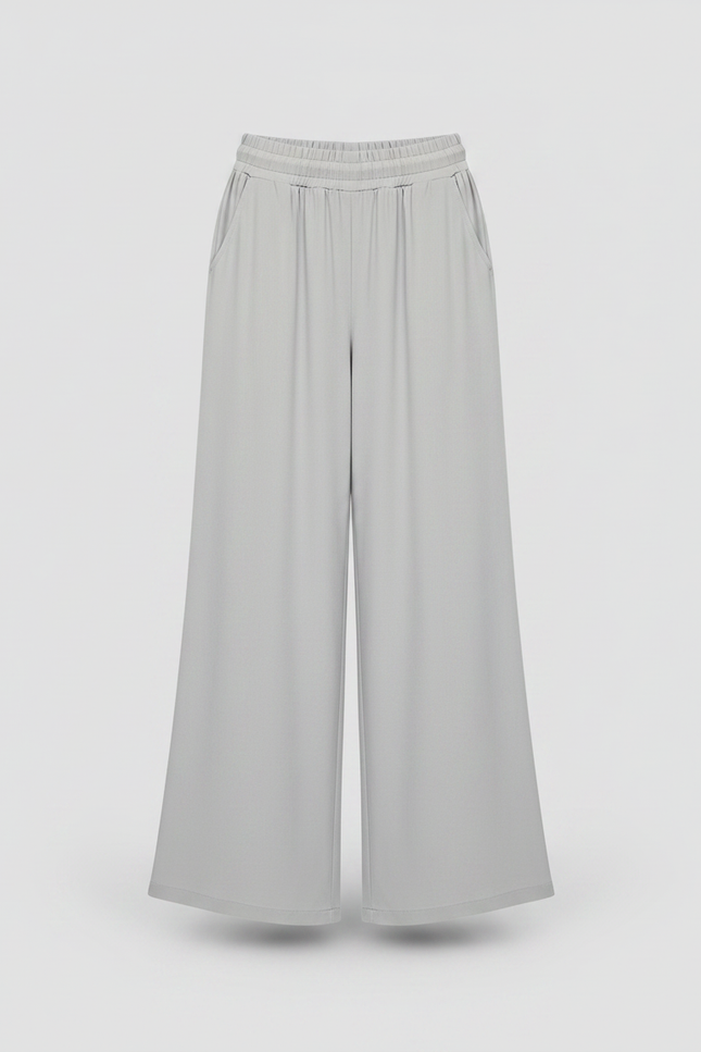 Pantalon Fluide Gris Ample Taille Haute Enfant - Viscose - vue 3