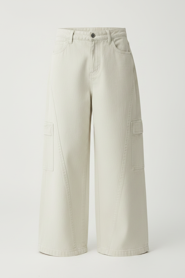 Pantalon Fluide Beige Large Cargo Coton Enfant Garçon - Jean - vue 3