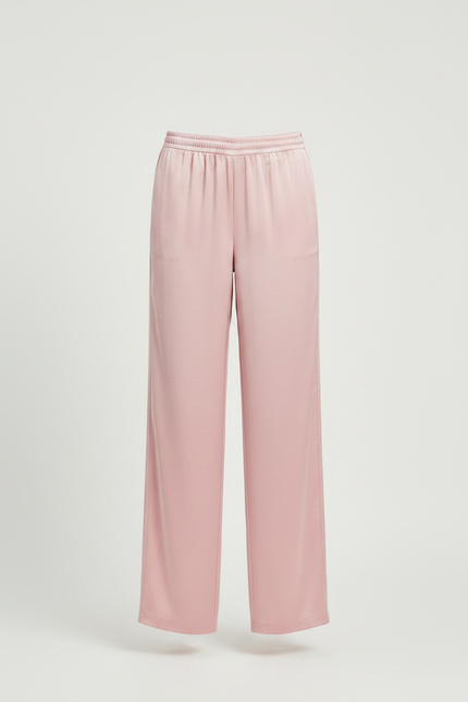 Pantalon Fluide Rose Poudré Ample Soie Élégant Femme - vue 3