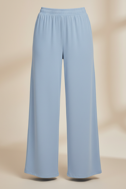 Pantalon Fluide Bleu Ciel Ample Décontracté Femme - Maille - vue 3