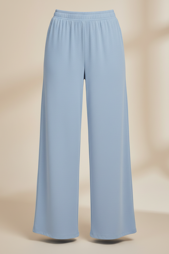 Pantalon Fluide Bleu Ciel Ample Décontracté Femme - Maille - vue 3