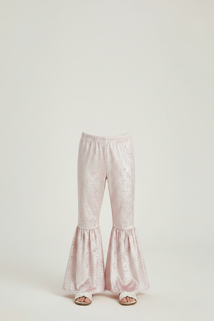 Pantalon Fluide Rose Velours Évasé Enfant Confortable - vue 3