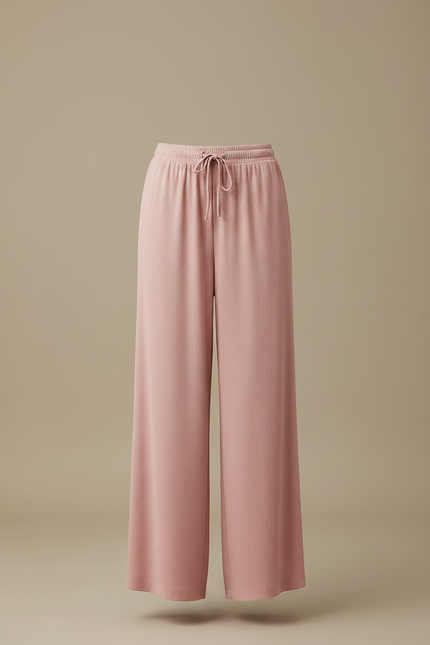 Pantalon Fluide Rose Ample Confortable Cordon Femme - Maille - vue 3