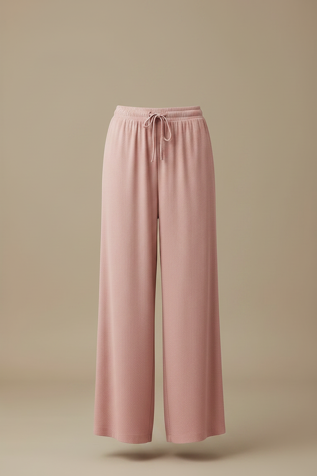 Pantalon Fluide Rose Ample Confortable Cordon Femme - Maille - vue 3