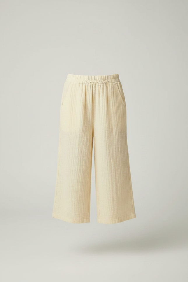 Pantalon Fluide Écru Gaze Ample Coton Enfant - Beige - vue 2