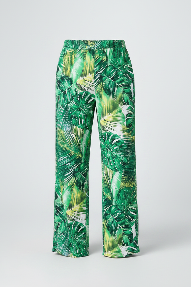 Pantalon Fluide Imprimé Tropical Ample Vert Homme - Viscose - vue 3