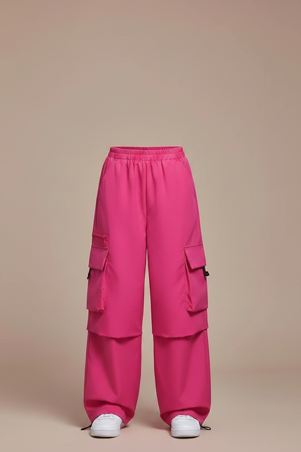 Pantalon Fluide Rose Cargo Ample Enfant Tendance - Polyester - vue 3