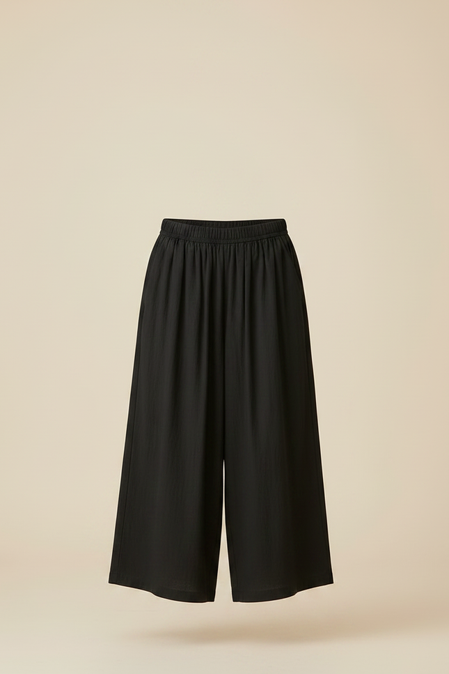 Pantalon Fluide Noir Ample Décontracté Enfant Coton - vue 3