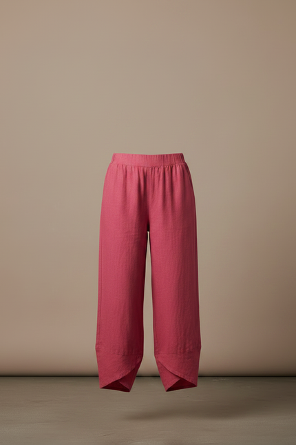 Pantalon Fluide Rose Lin Ample Décontracté Estival - vue 3