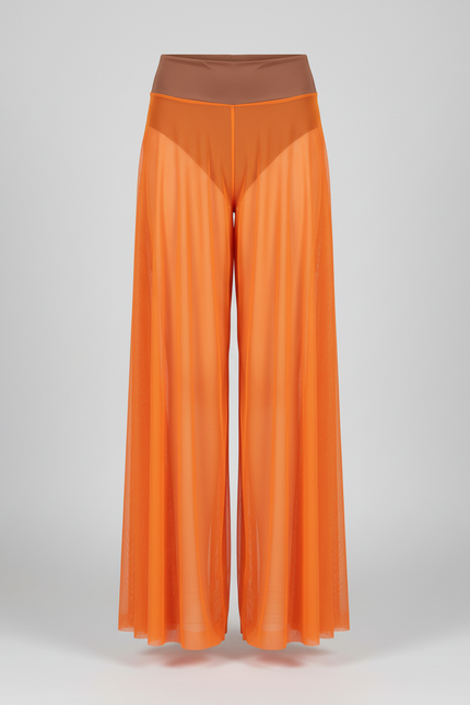 Pantalon Fluide Orange Transparent Mesh Ample Danse - Maille - vue 2