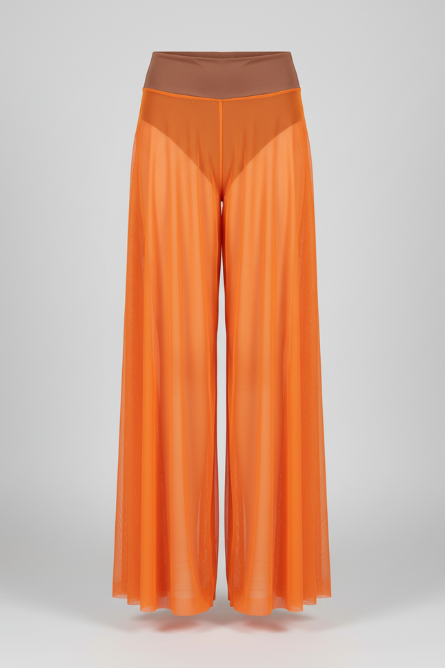 Pantalon Fluide Orange Transparent Mesh Ample Danse - Maille - vue 2