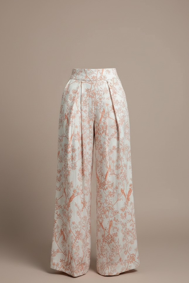 Pantalon Fluide Imprimé Floral Ample Taille Haute - Viscose - vue 3
