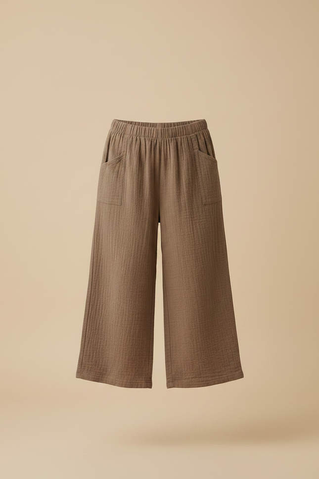 Pantalon Fluide Marron Coton Ample Confortable Enfant - vue 3