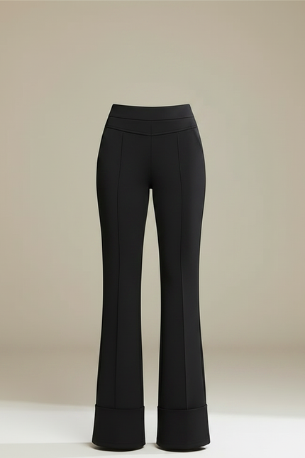 Pantalon Fluide Évasé Noir Taille Haute Élégant - Polyester - vue 3
