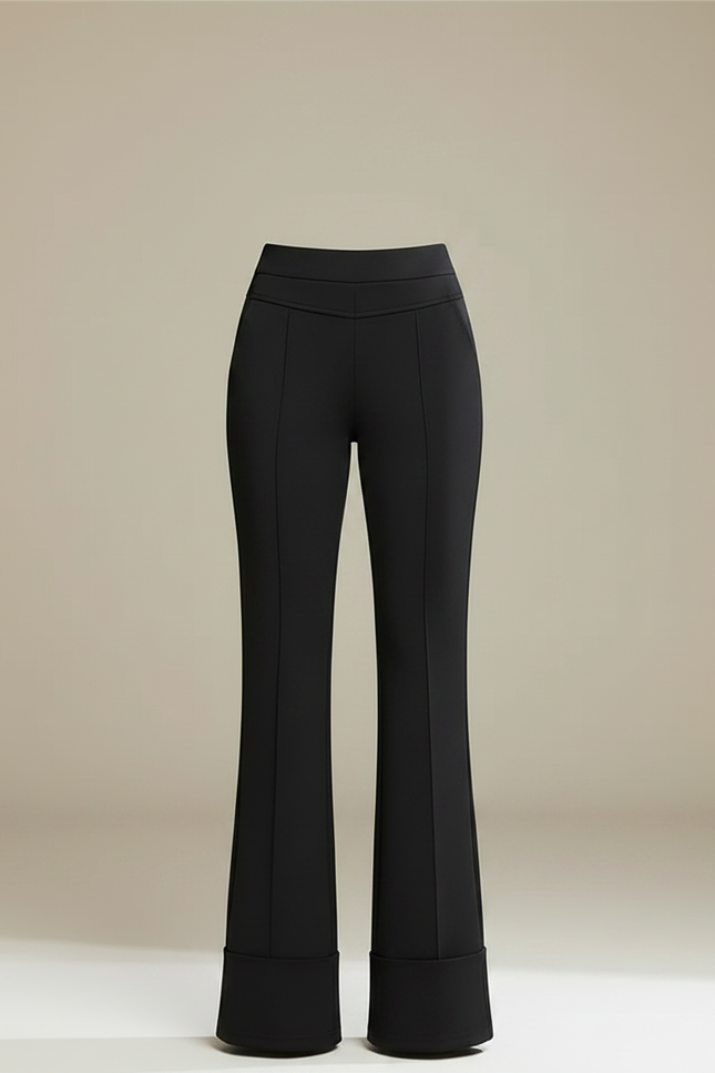 Pantalon Fluide Évasé Noir Taille Haute Élégant - Polyester - vue 3