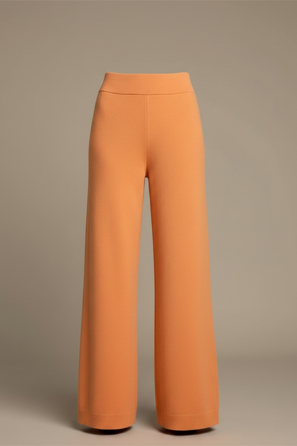 Pantalon Fluide Orange Ample Tricot Confortable Femme - Maille - vue 2