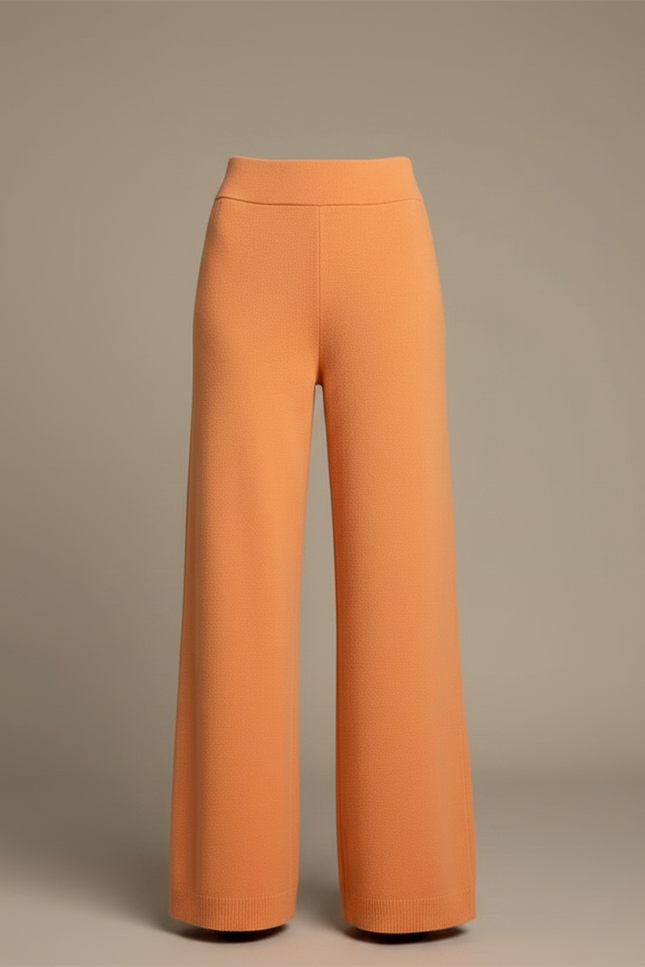 Pantalon Fluide Orange Ample Tricot Confortable Femme - Maille - vue 2