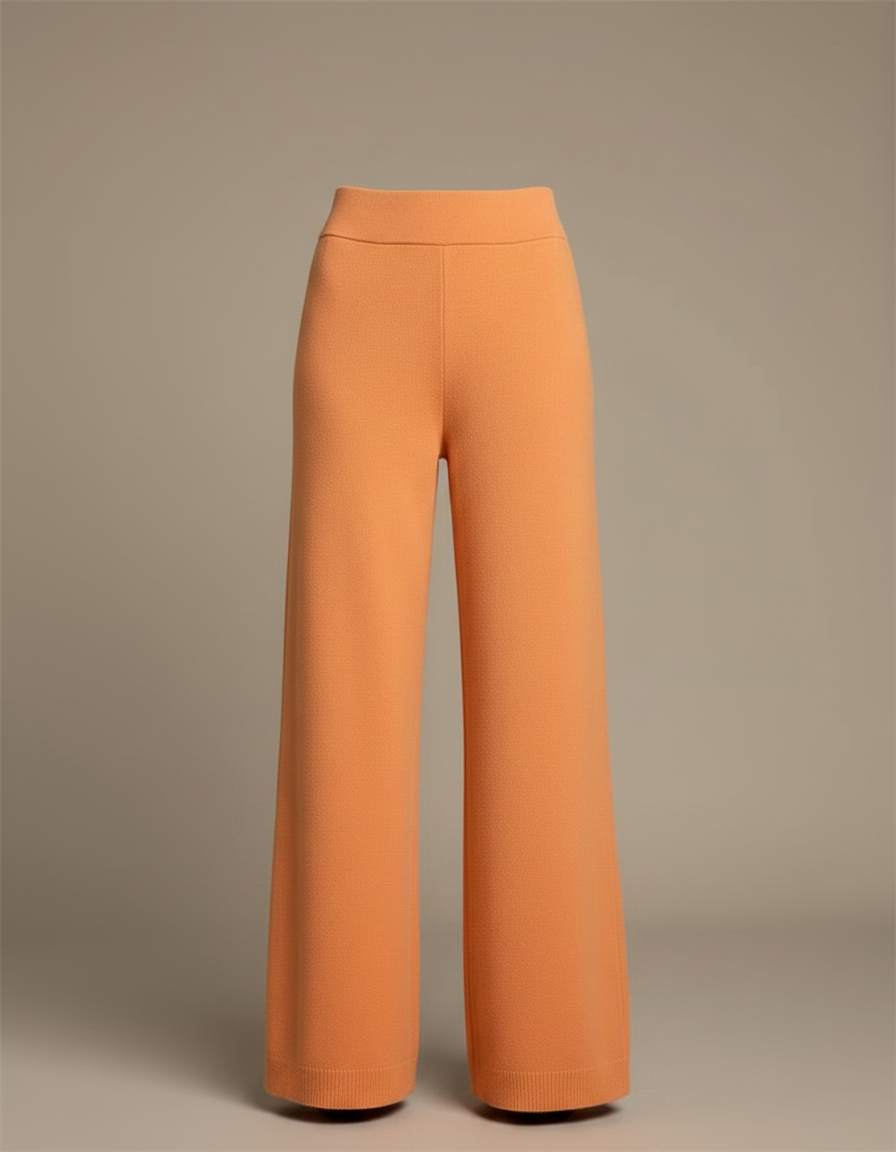 Pantalon Fluide Orange Ample Tricot Confortable Femme - Maille - vue 2