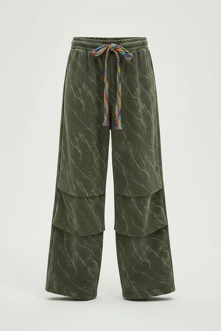 Pantalon Fluide Vert Ample Superposé Arc-en-ciel Enfant - Kaki Molleton - vue 3