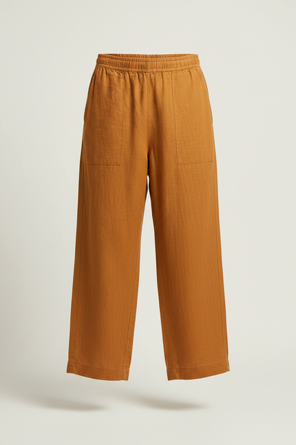 Pantalon Fluide Lin Ample Marron Décontracté Homme - vue 3