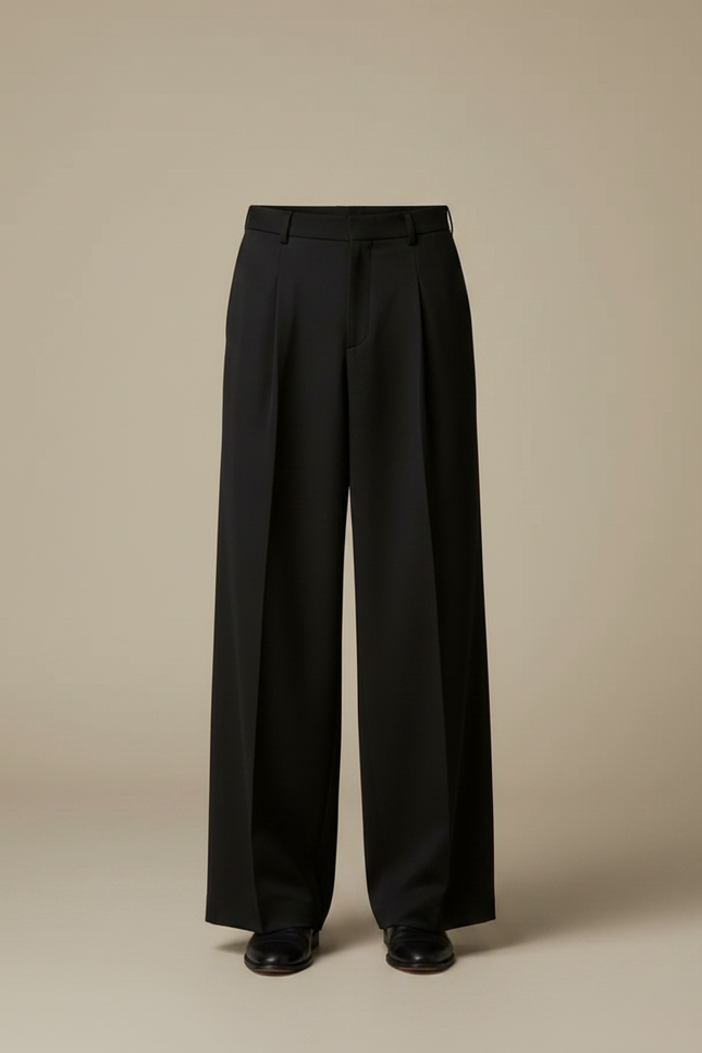 Pantalon Fluide Homme Noir Palazzo Viscose Chic - Polyester - vue 3