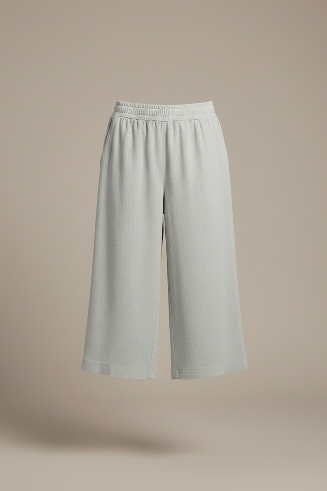 Pantalon Fluide Vert Ample Coton Lin Femme - vue 3