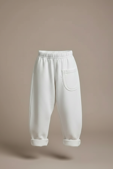 Pantalon Fluide Blanc Ample Molletonné Confortable Enfant - vue 3